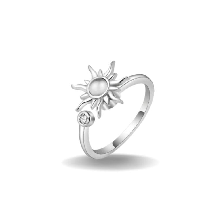 Bague Anti-stress Pour Femme En Acier Inoxydable - Anneau Tournant Spinner, Taille Ajustable, Design élégant Argent