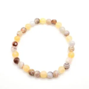 Bracelet Audra Multiples Pierres _ Citrine - Agate du Botswana fond blanc