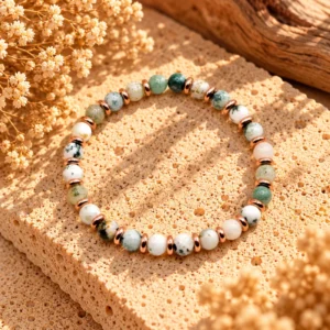 Bracelet Adèle Rose Gold en Agate mousse