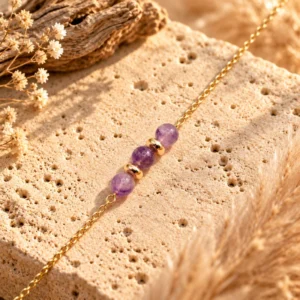 Accueil 40 Bracelet Chaine Dorée Adèle en Améthyste - Amélioration du Sommeil
