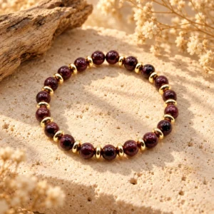 Bracelet Lilou Dorée en Grenat - Énergie