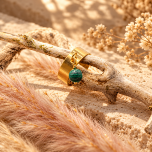 Bague Breloque Dorée Berta en Malachite