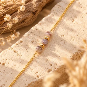 Bracelet Chaine Jeanne en Agate du Botswana - Harmonie