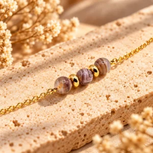Bracelet Chaine Jeanne en Agate du Botswana - Harmonie