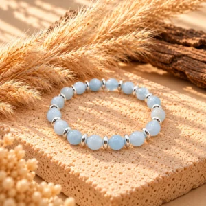 Bracelet Emma Argentée en Aigue Marine - Guérison