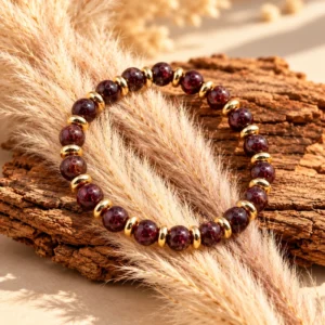 Bracelet Lilou Dorée en Grenat - Énergie