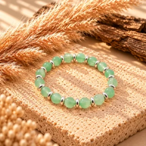 Bracelet Lola Argenté en Aventurine Verte