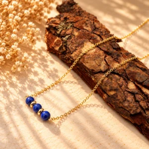 Collier Diva Dorée en Lapis Lazuli