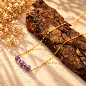 Accueil 56 Collier Piper Dorée en Améthyste