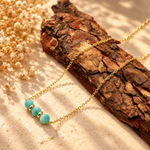 Accueil 54 Collier Roxane Dorée en Amazonite