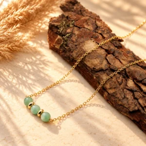 Collier Melody Aventurine Verte et Or, bijou de lithothérapie