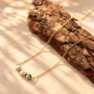 Collier Dorée Aïda en agate mousse