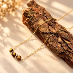 Collier Roxane Dorée en Oeil du Tigre