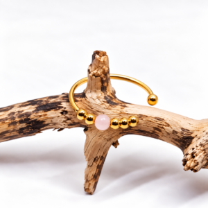 Bague Anti-Stress Valentina Dorée – Perle de Quartz Rose